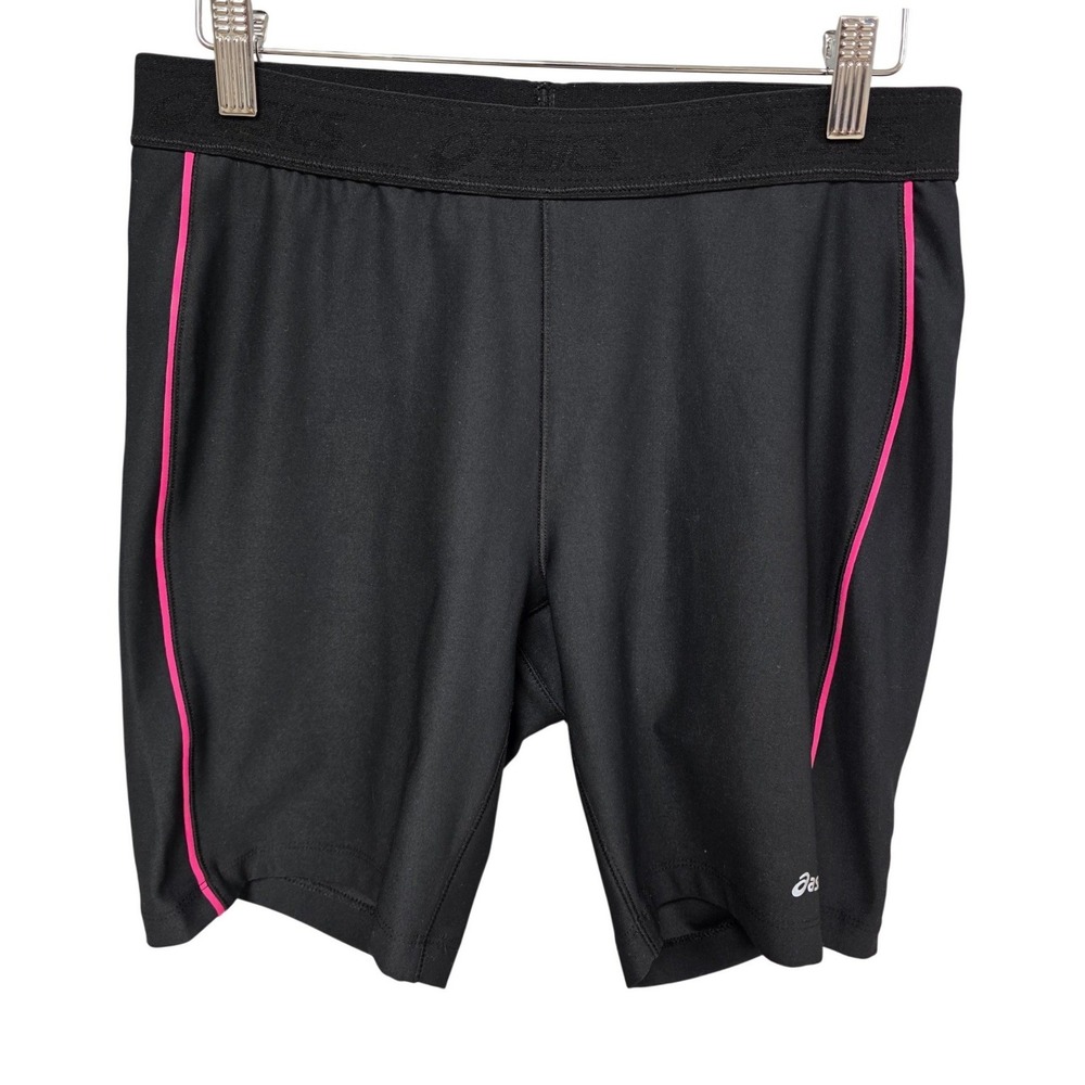 Asics Compression Shorts Womens M Black Pink Athletic Running Training Gym NM